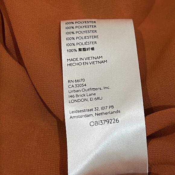 Anthropologie Womens Floral Chiffon Top Large Burnt Orange Floral Long Sleeve - Picture 13 of 13